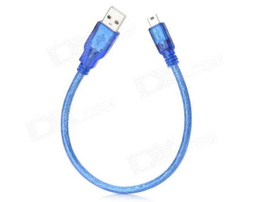 Кабель USB 2.0 RITAR (AM/Mini 5 pin) 0,3 м, синій прозорий