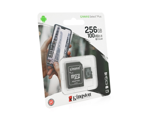 Карта пам'яті Kingston Canvas microSDHC Class 10 A1 UHS-I, 256GB