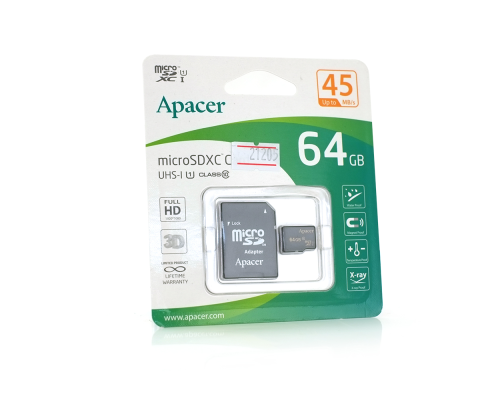 Карта пам'яті Apacer microSDHC Class 10 UHS-I, 64GB