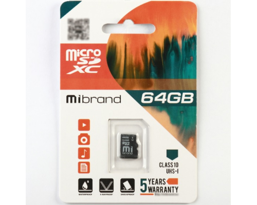 Карта пам'яті Mibrand microSDHC Class 10 UHS-I, 64GB Карта пам'яті Mibrand microSDHC Class 10 UHS-I, 64GB