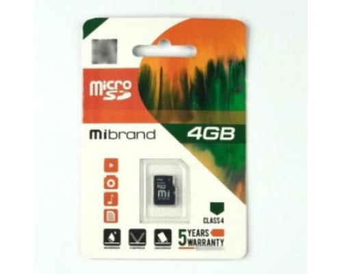 Карта пам'яті Mibrand microSDHC Class 4, 4GB