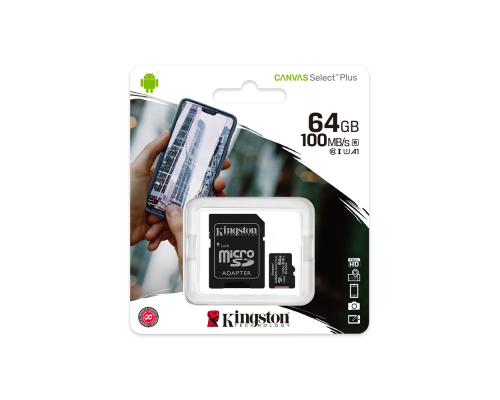 Карта пам'яті Kingston Canvas microSDHC Class 10 UHS-I, 64GB