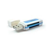 Кардридер універсальний 4в1 MERLION CRD-5VL TF/Micro SD, USB2.0, Blue, OEM Q1500