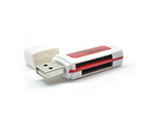 Кардридер універсальний 4в1 MERLION CRD-5RD TF/Micro SD, USB2.0, RED, OEM Q50