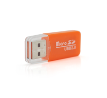 Кардридер універсальний MERLION CRD-1OR TF/Micro SD, USB2.0, Orange, OEM Q50