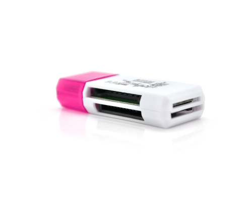 Кардридер універсальний 4в1 MERLION CRD-4YE TF/Micro SD, USB2.0, Purple, OEM Q1500