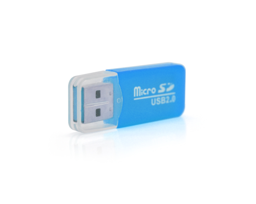 Кардридер універсальний MERLION CRD-1BL TF/Micro SD, USB2.0, Blue, OEM Q1500