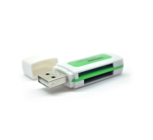 Кардридер універсальний 4в1 MERLION CRD-5GR TF/Micro SD, USB2.0, Green, OEM Q1500