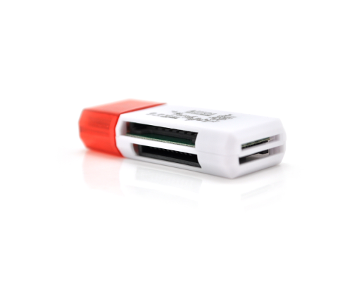 Кардрідер універсальний 4в1 MERLION CRD-4BL TF / Micro SD, USB2.0, Red, OEM Q1500