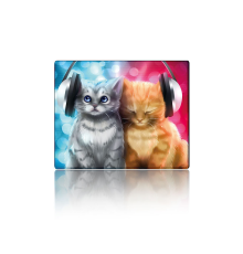 Килимок 250*300 тканинний Cats in headphones, з боковою прошивкою, товщина 2 мм