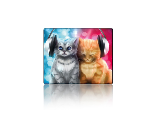 Килимок 250*300 тканинний Cats in headphones, з боковою прошивкою, товщина 2 мм