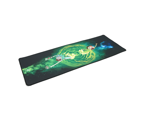 Килимок 300*800 тканинний Rick and Morty з боковою прошивкою, товщина 3 мм, колір Black/Green, Пакет