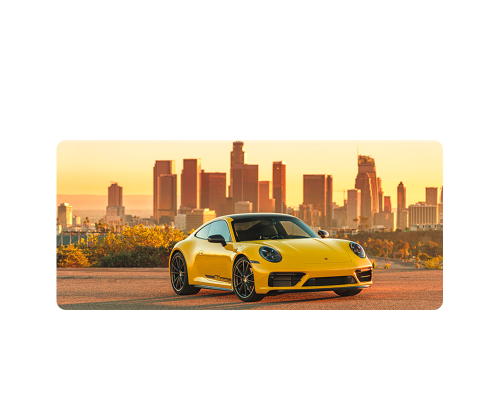Килимок 300*800 тканинний Porsche 911 з боковою прошивкою, товщина 3 мм, Yellow, Пакет