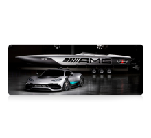 Килимок 300*700 тканинний Mercedes-AMG з боковою прошивкою, товщина 2 мм, Gray, Пакет