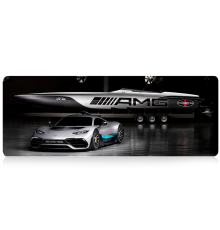 Килимок 300*700 тканинний Mercedes-AMG з боковою прошивкою, товщина 2 мм, Gray, Пакет