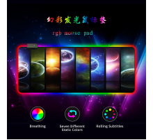 Килимок 300*800 для миші "Planets" тканинний з боковою прошивкою, товщина 3 мм, RGB підсвічування, живлення USB 1,8 м, Color Box