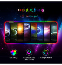 Килимок 300*800 для миші "Planets" тканинний з боковою прошивкою, товщина 3 мм, RGB підсвічування, живлення USB 1,8 м, Color Box