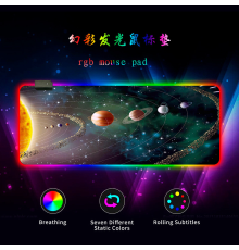 Килимок 300*800 для миші "Solar system in star dust" тканинний з боковою прошивкою, товщина 3 мм, RGB підсвічування, живлення USB 1,8 м, Color Box