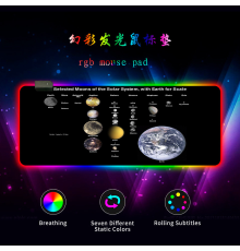 Килимок 300*800 для миші "Planets scales" тканинний з боковою прошивкою, товщина 3 мм, RGB підсвічування, живлення USB 1,8 м, Color Box