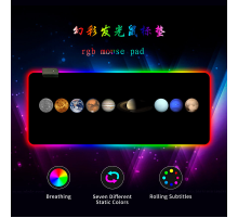 Килимок 300*800 для миші "Planets marbles" тканинний з боковою прошивкою, товщина 3 мм, RGB підсвічування, живлення USB 1,8 м, Color Box