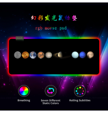 Килимок 300*800 для миші "Planets marbles" тканинний з боковою прошивкою, товщина 3 мм, RGB підсвічування, живлення USB 1,8 м, Color Box