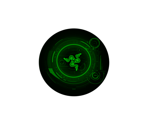 Килимок 220*220 мм тканинний RAZER 14 з боковою прошивкою (круглий), товщина 3 мм, колір Black/Green, Пакет