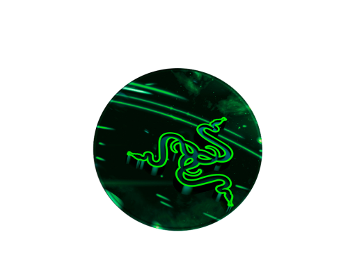 Килимок 200*200 мм тканинний RAZER 8 з боковою прошивкою (круглий), товщина 3 мм, колір Black/Green, Пакет