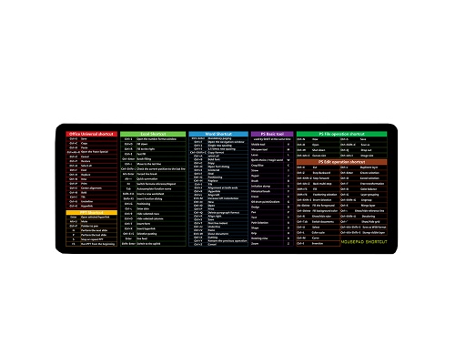 Килимок 300*700 тканинний English Shortcut keys-3 з боковою прошивкою, товщина 2 мм, Black, Пакет