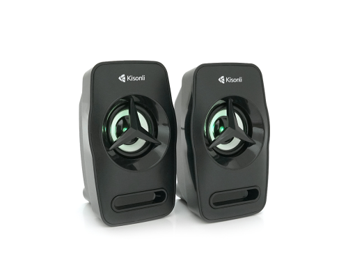 Колонки 2.0 Kisonli L-3030 для ПК та ноутбука, USB + 3.5mm, 2x3W, 20Hz-20KHz, 20X11X13mm, black