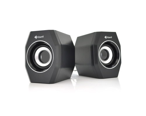 Колонки 2.0 Kisonli A-101S для ПК і ноутбука, USB + 3.5mm, 2x3.5W, 20Hz- 20KHz, Black, BOX, Q80