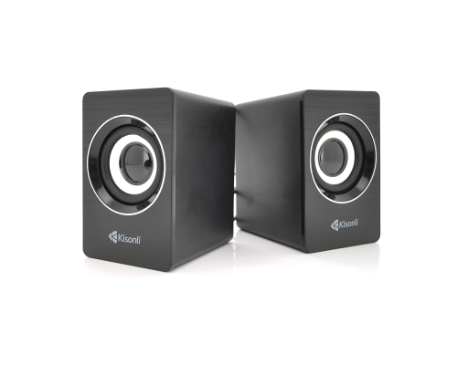 Колонки 2.0 Kisonli A-707, для ПК і ноутбука, USB + 3.5mm, 2x3W, 20Hz- 20KHz, Black, BOX, Q60