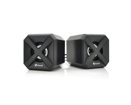 Колонки 2.0 Kisonli L-5050 для ПК і ноутбука, USB + 3.5mm, 2x3W, 20Hz- 20KHz, з підсвічуванням, Black, BOX, Q50 Колонки 2.0 Kisonli L-5050 для ПК і ноутбука, USB + 3.5mm, 2x3W, 20Hz- 20KHz, з підсвічуванням, Black, BOX, Q50