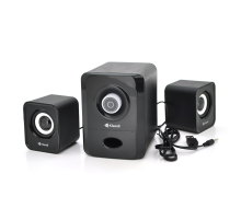 Колонки 2.1 Kisonli U-2900, для ПК і ноутбука, USB + 3.5mm, 5W + 2x3W, 20Hz- 20KHz, з сабвуфером, Black, BOX, Q40