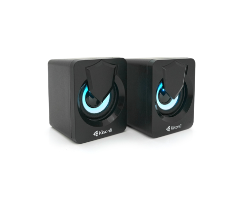 Колонки 2.0 Kisonli L-1030 для ПК та ноутбука, USB + 3.5mm, 2x3W, 20Hz-20KHz, 20X11X13mm, black