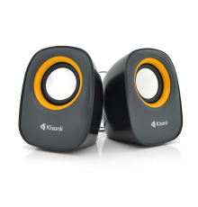 Колонки 2.0 Kisonli V360 для ПК і ноутбука, USB + 3.5mm, 2x1.5W, 20Hz- 20KHz, Orange, BOX, Q50