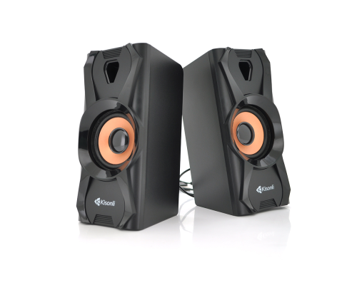 Колонки 2.0 Kisonli U-9003, для ПК і ноутбука, USB + 3.5mm, 2x3W, 20Hz- 20KHz, Black, BOX, Q40 Колонки 2.0 Kisonli U-9003, для ПК і ноутбука, USB + 3.5mm, 2x3W, 20Hz- 20KHz, Black, BOX, Q40