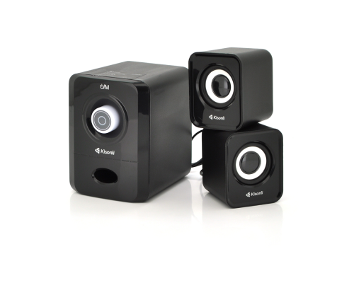 Колонки 2.1 Kisonli U-2900BT, для ПК і ноутбука, USB + 3.5mm, 5W + 2x3W, 20Hz- 20KHz, з сабвуфером, bluetooth, Black, BOX, Q40
