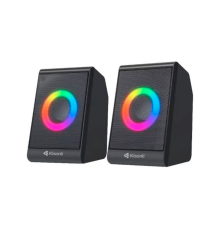 Колонки 2.0 Kisonli X12 для ПК та ноутбука, USB + 3.5mm, 2x3W, 20Hz-20KHz, DC: 5V, RGB light, Black, BOX, Q50