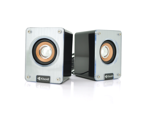 Колонки 2.0 Kisonli K500, для ПК і ноутбука, USB + 3.5mm, 2x3W, 20Hz- 20KHz, Black, BOX, Q50