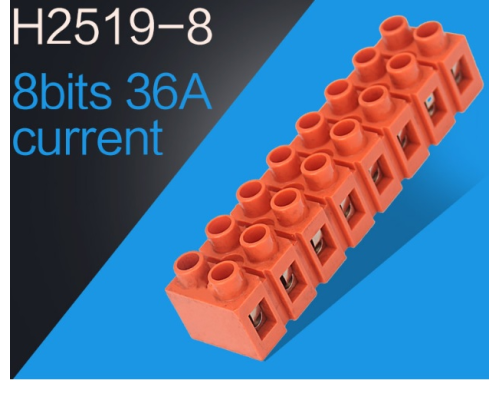 Клемний блок H2519-8P 36A/660V, матеріал мідь, переріз дроту 0.5-6мм2 Клемний блок H2519-8P 36A/660V, матеріал мідь, переріз дроту 0.5-6мм2