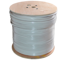 Кабель коаксіальний з живленням YOSO W305-RG59 + 2x0.5mm, 0,81 мм.CCS, 64x0.12m CCA жовтий екран, 75 Ом, FPE, оболонка 6,91мм білий PVC, котушка 305м Q1