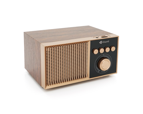 Колонка Kisonli G10 Bluetooth 5.0, 1х5W, 1200mAh, USB/TF/BT/FM/AUX, DC: 5V/1A, Wooden, BOX, Q50