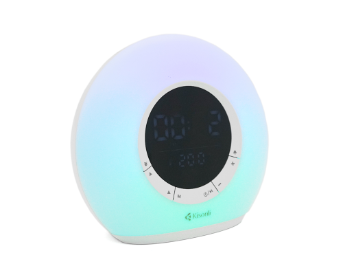 Колонка Kisonli Q6B Bluetooth 5.0, 1х5W, 3600mAh, USB/TF/FM/BT/LED/Clock/RGB Light, DC: 5V/1A, BOX, Silver, Q30