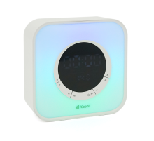 Колонка Kisonli Q6A Bluetooth 5.0, 1х5W, 3600mAh, USB/TF/FM/BT/LED/Clock/RGB Light, DC: 5V/1A, BOX, Silver, Q30