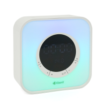 Колонка Kisonli Q6A Bluetooth 5.0, 1х5W, 3600mAh, USB/TF/FM/BT/LED/Clock/RGB Light, DC: 5V/1A, BOX, Silver, Q30