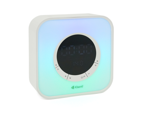Колонка Kisonli Q6A Bluetooth 5.0, 1х5W, 3600mAh, USB/TF/FM/BT/LED/Clock/RGB Light, DC: 5V/1A, BOX, Silver, Q30 Колонка Kisonli Q6A Bluetooth 5.0, 1х5W, 3600mAh, USB/TF/FM/BT/LED/Clock/RGB Light, DC: 5V/1A, BOX, Silver, Q30