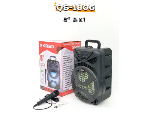 Kimiso новий QS-1805 8-дюймовий портативний динамік високої потужності з дротовим мікрофоном вуличний динамік Kimiso новий QS-1805 8-дюймовий портативний динамік високої потужності з дротовим мікрофоном вуличний динамік