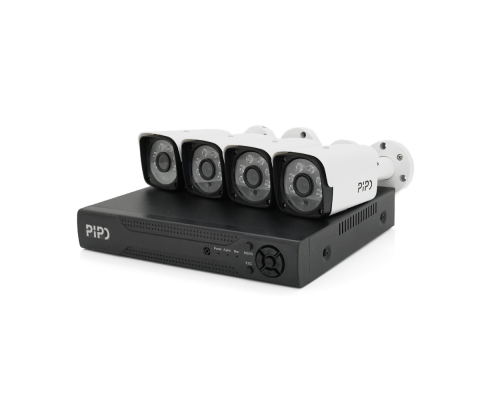 Комплект відеоспостереження Outdoor 007-4-2MP Pipo (4 вуличні камери, кабелі, блок живлення, відеореєстратор APP-Xmeye)