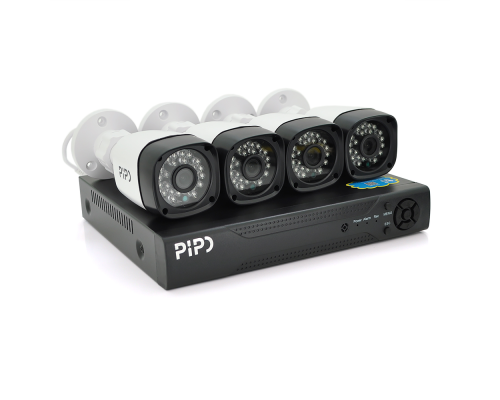 Комплект відеоспостереження Outdoor 015-4-2MP Pipo (4 вуличні камери, кабелі, блок живлення, відеореєстратор APP-Xmeye)
