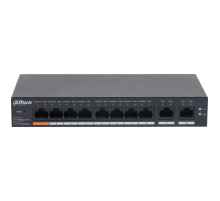 8-портовий керований PoE комутатор DH-CS4010-8ET-60 з 8 портами POE 100Мбіт + 2 порти UP-Link 1000Мбіт, 60Вт, 130×90×26 мм